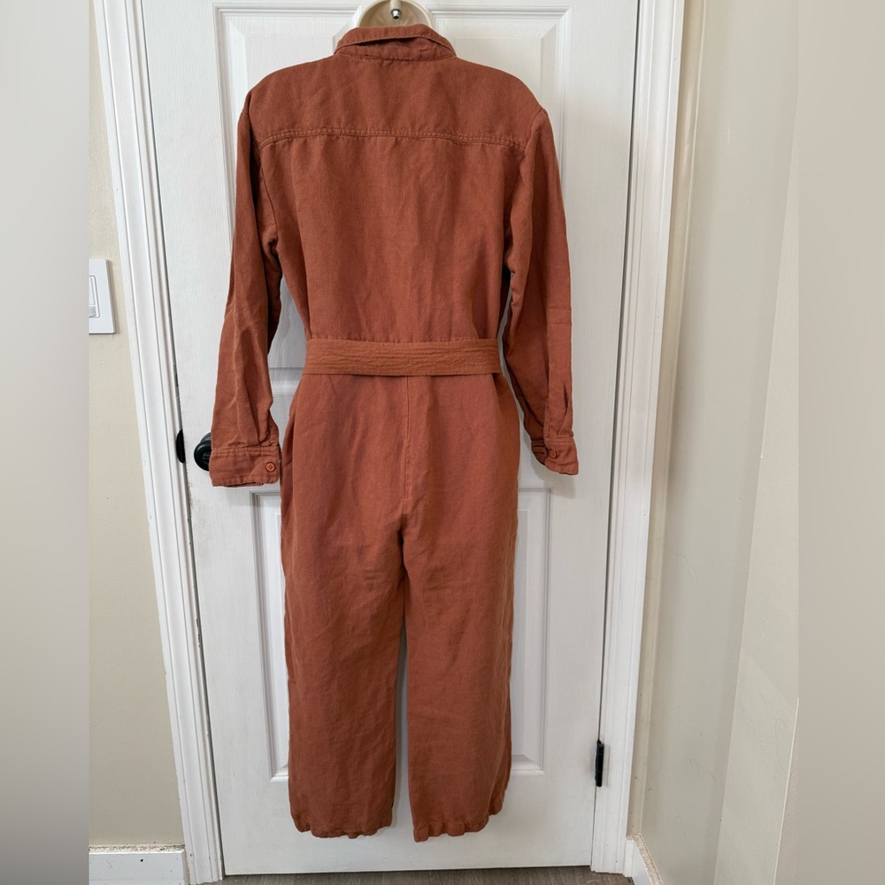 ABLE Charlyn Linen Blend Button Up Utility Jumpsuit M - Picture 5 of 15